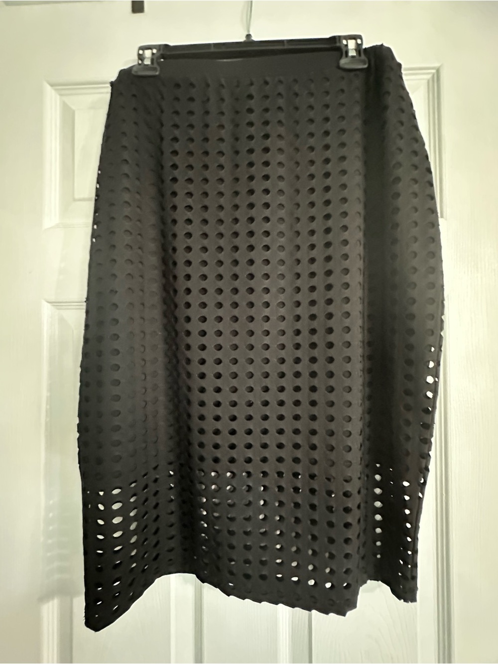 Clara Sun Woo Black Laser-Cut Midi Skirt